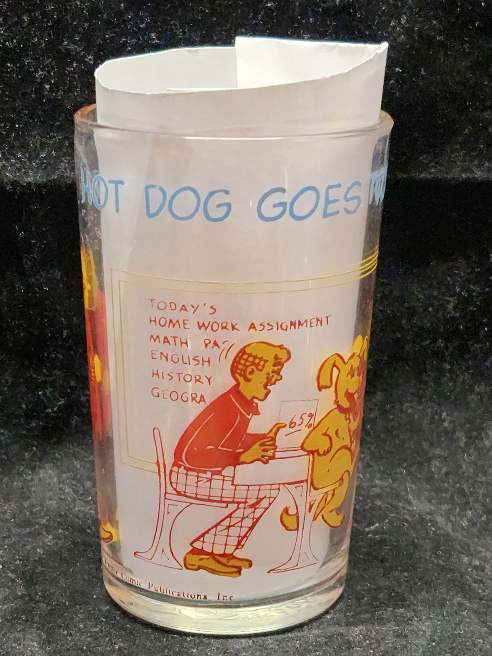 Classic Dog-Themed Glass Tumbler - Yellow and Red Design